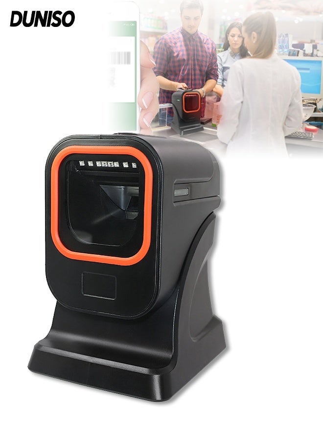 Automatic Barcode Scanner, Wired Automatic Bar Code Imager Reader, Omnidirectional Scanning for Retail Store, Warehouse, Supermarket, Library, POS System